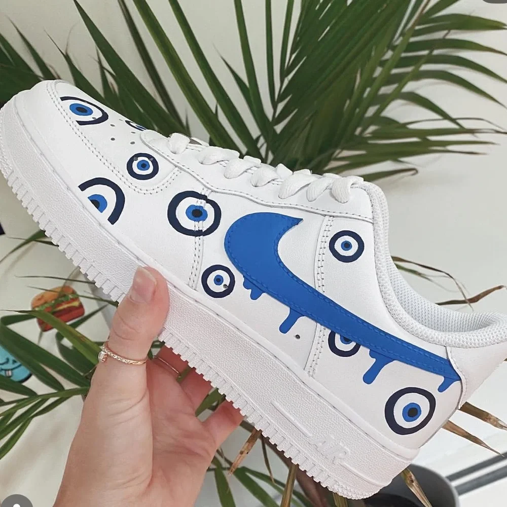 Women’s Air Force 1s Custom Evil Eye - Picture 1 of 4